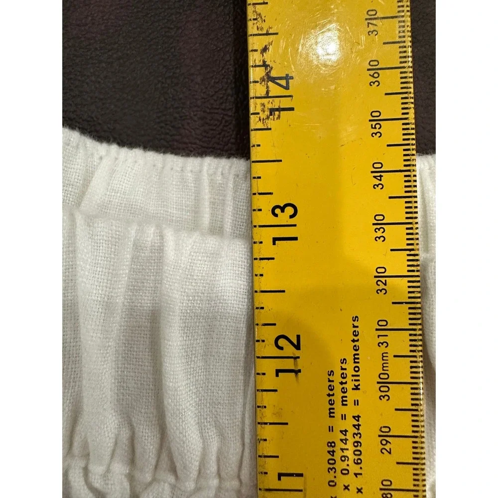 Beyond Yoga White 100% Linen Wide Leg Elastic Waist Patch Pocket Pants Large